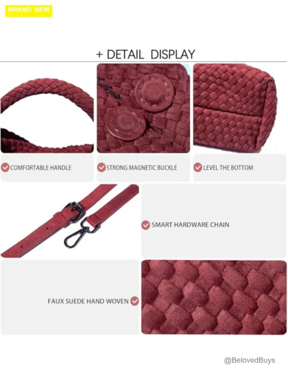 Handwoven Neoprene Tote Bag with Crossbody Strap and Wallet